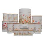 سرویس آشپزخانه ۱۵ پارچه فلزی پلاتا شامل سطل برنج، قند، آرد، ادویه و سطل زباله، مناسب نظم‌دهی کابینت