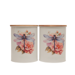 ست دو عددی ظرف قند و شکر فلزی پلاتا با درب بامبو ضدخش و طراحی خاص، مناسب آشپزخانه‌های باسلیقه