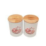 ست دو عددی ظرف قند و شکر فلزی پلاتا با درب بامبو ضدخش و طراحی خاص، مناسب آشپزخانه‌های باسلیقه