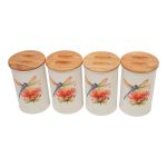 بانکه فلزی نگهداری حبوبات پلاتا با درب بامبو چفتی و ضد رطوبت، انتخابی حرفه‌ای برای نظم کابینت‌ها از زاویه بالا