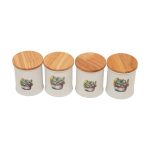 ظرف ادویه فلزی پلاتا با درب بامبو ضدخش و طراحی خاص، مناسب آشپزخانه‌های باسلیقه