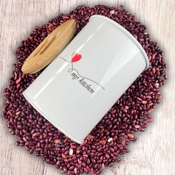 بانکه حبوبات فلزی با درب بامبو پلاتا تکی